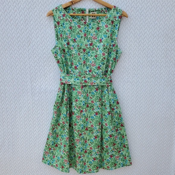 ANNE KLEIN Green Floral A-Line Fit & Flare Dress Size 10 - Picture 6 of 16